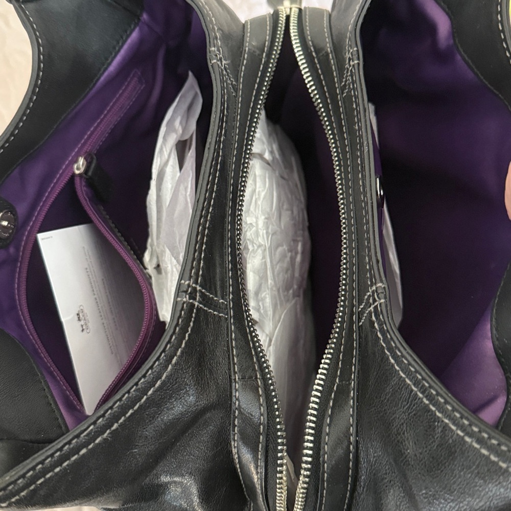 Coach Black Leather Shoulder Bag NWOT - Picture 7 of 9